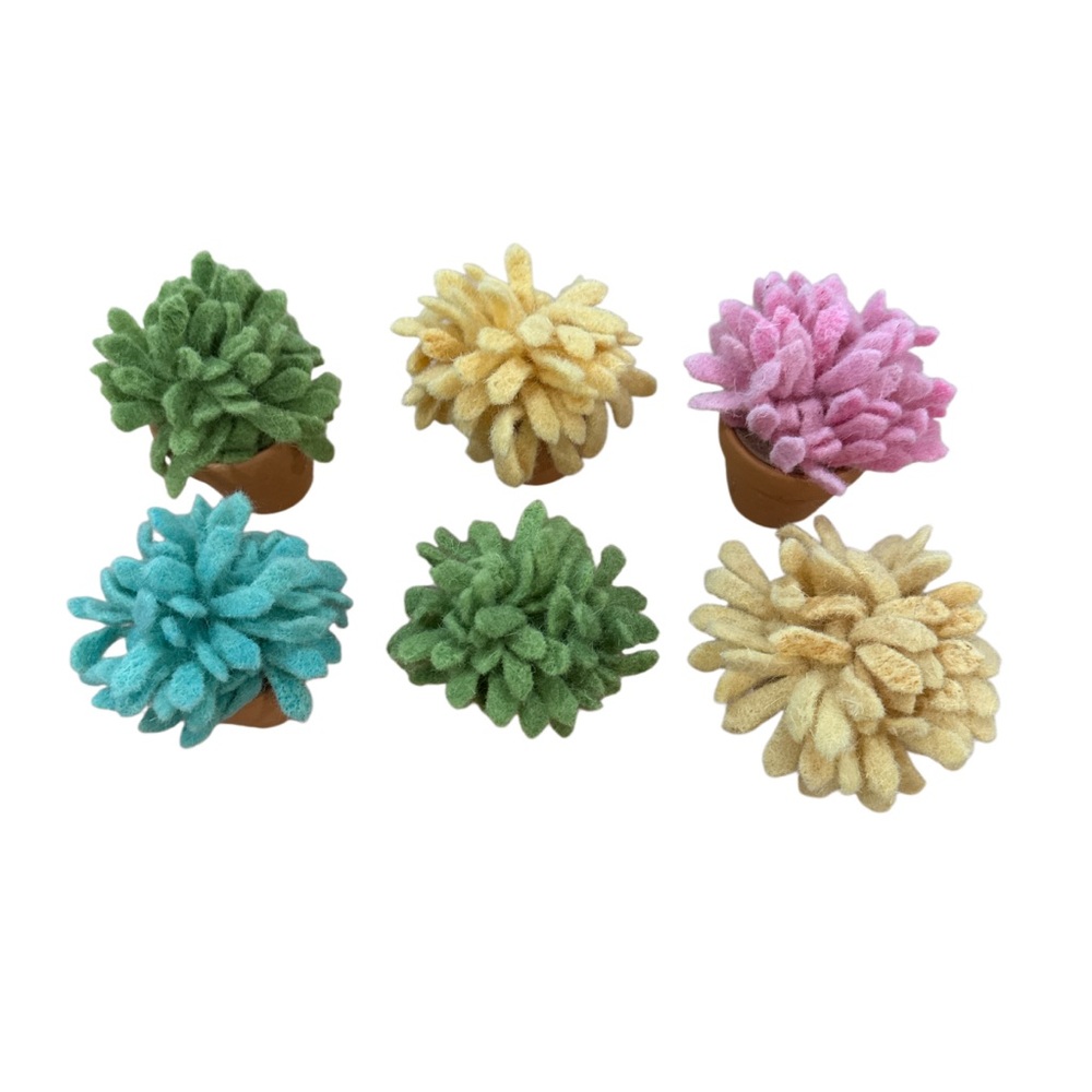 Set of 6 Felt Succulent Planters Clay Pots